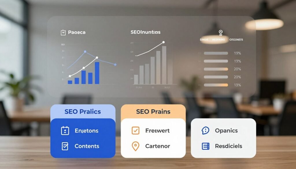 A visually appealing infographic design displaying a comparison of SEO writing tool pricing plans. The foreground features sleek pricing boxes stacked in a modern layout, each representing different tiers with distinct colors and icons that symbolize features like keyword analysis, content optimization, and plagiarism checks. In the middle ground, an elegant graph or chart illustrating value comparisons and user ratings. The background is a subtle, professional office environment, with soft lighting to create an inviting atmosphere. The mood is informative and engaging, aimed at conveying clarity and ease of understanding for potential users. Use a clean, modern lens perspective with a slight depth of field to emphasize the pricing boxes while softly blurring the background. A visually appealing infographic design displaying a comparison of SEO writing tool pricing plans. The foreground features sleek pricing boxes stacked in a modern layout, each representing different tiers with distinct colors and icons that symbolize features like keyword analysis, content optimization, and plagiarism checks. In the middle ground, an elegant graph or chart illustrating value comparisons and user ratings. The background is a subtle, professional office environment, with soft lighting to create an inviting atmosphere. The mood is informative and engaging, aimed at conveying clarity and ease of understanding for potential users. Use a clean, modern lens perspective with a slight depth of field to emphasize the pricing boxes while softly blurring the background.